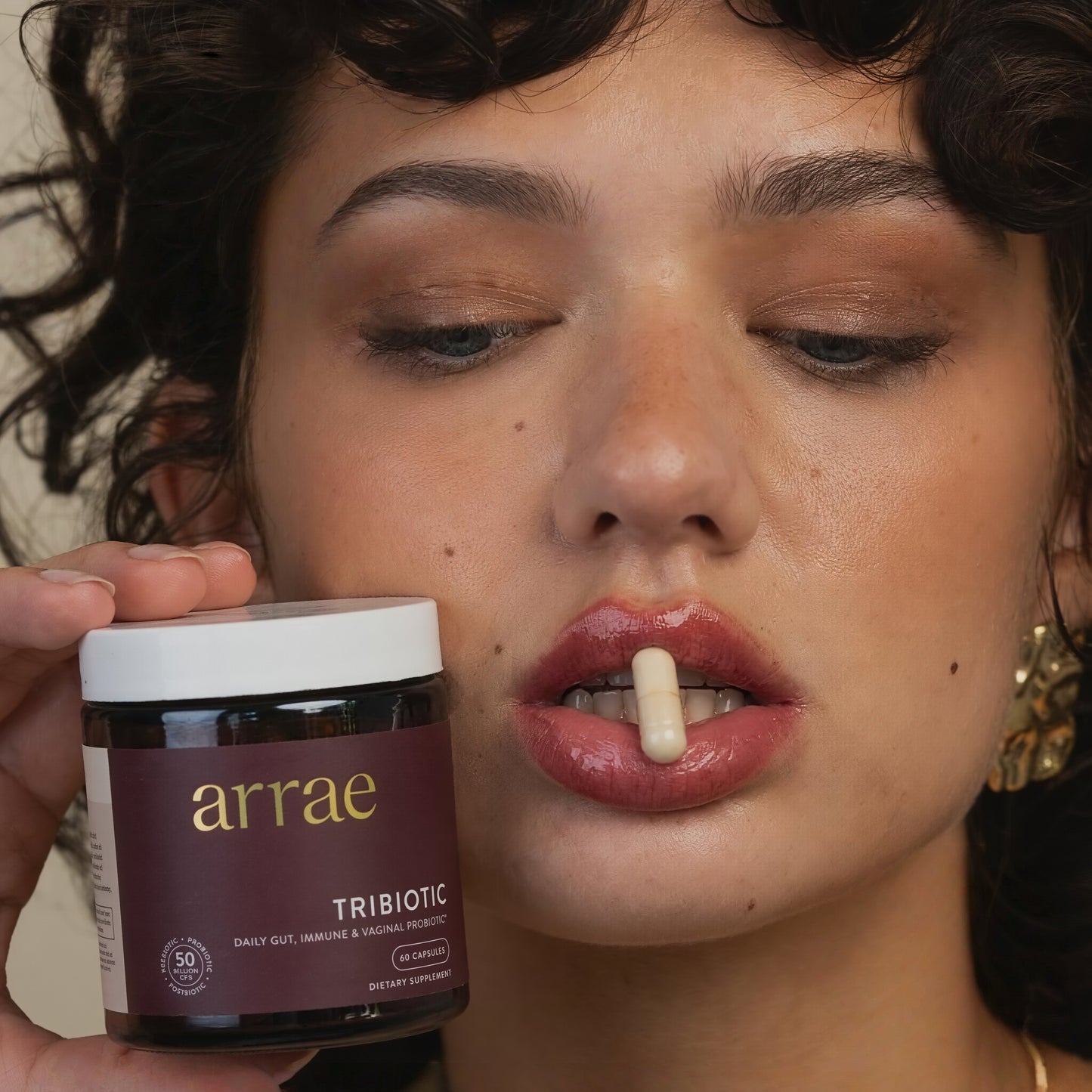 Arrae Tribiotic, 3 in 1 Probiotics for Women, Support for Vaginal pH Balance, Gut, Immune, and Feminine Health - Prebiotics, Postbiotics - 60 Count