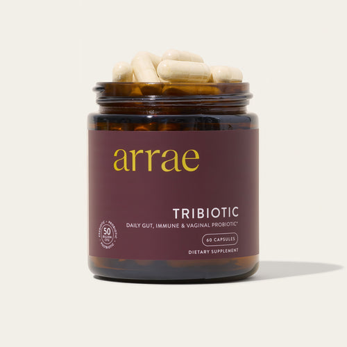 Arrae Tribiotic, 3 in 1 Probiotics for Women, Support for Vaginal pH Balance, Gut, Immune, and Feminine Health - Prebiotics, Postbiotics - 60 Count