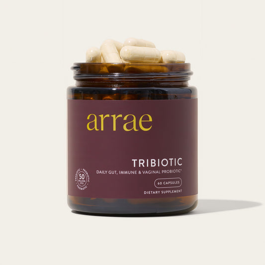 Arrae Tribiotic, 3 in 1 Probiotics for Women, Support for Vaginal pH Balance, Gut, Immune, and Feminine Health - Prebiotics, Postbiotics - 60 Count