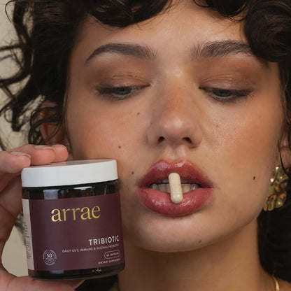 Arrae Tribiotic, 3 in 1 Probiotics for Women, Support for Vaginal pH Balance, Gut, Immune, and Feminine Health - Prebiotics, Postbiotics - 60 Count